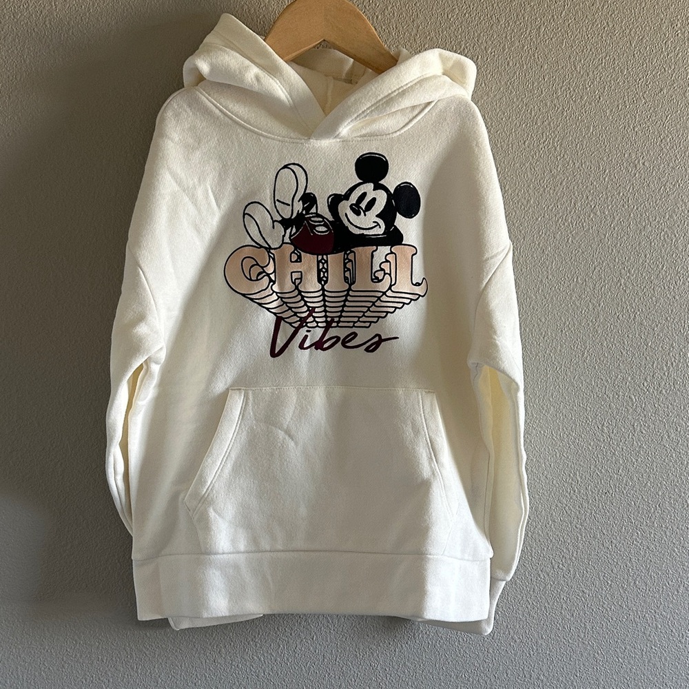Old Navy White Kids Hoodie Mickey "Chill Vibes" Graphic